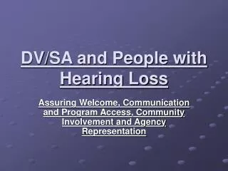 DV/SA and People with Hearing Loss
