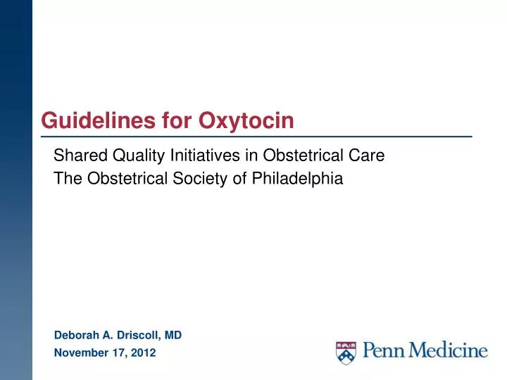 guidelines for oxytocin