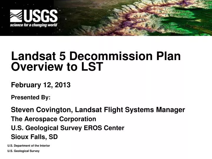 landsat 5 decommission plan overview to lst