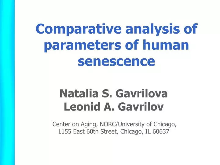 comparative analysis of parameters of human senescence