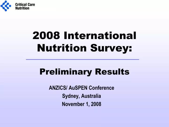 2008 international nutrition survey preliminary results