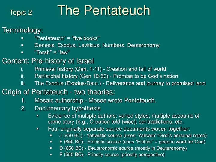 topic 2 the pentateuch