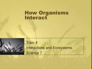 How Organisms Interact