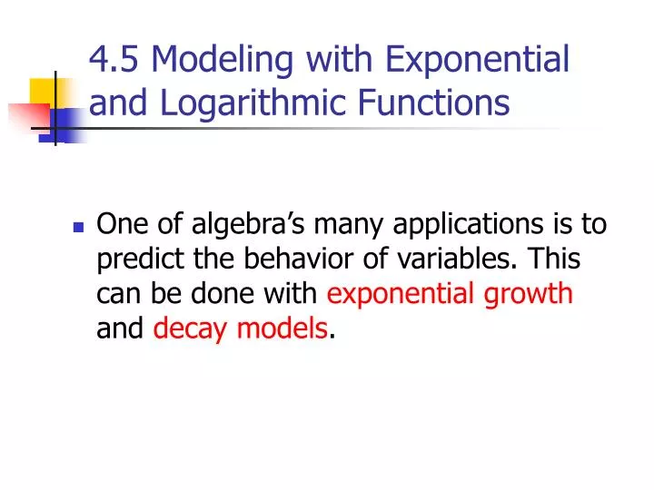 4 5 modeling with exponential and logarithmic functions