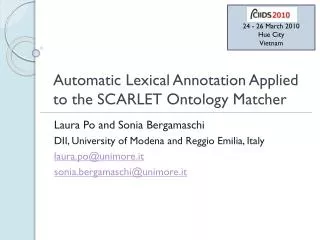 Automatic Lexical Annotation Applied to the SCARLET Ontology Matcher