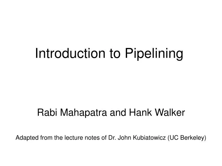 introduction to pipelining