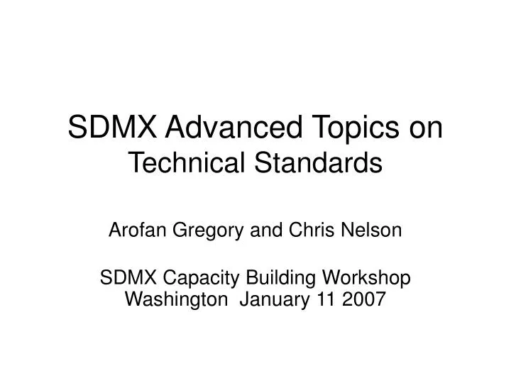 sdmx advanced topics on technical standards