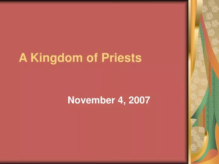 a kingdom of priests