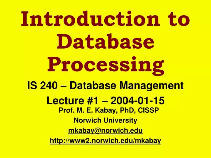 introduction to database processing