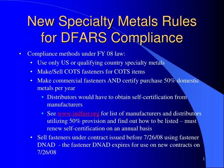 new specialty metals rules for dfars compliance