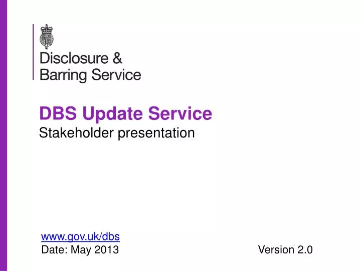 dbs update service stakeholder presentation