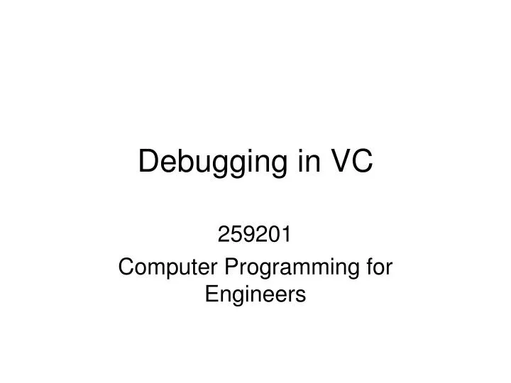 debugging in vc