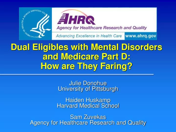 dual eligibles with mental disorders and medicare part d how are they faring