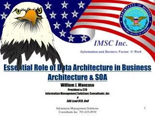 IMSC Inc. Information and Business Fusion @ Work