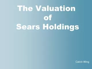 The Valuation of Sears Holdings