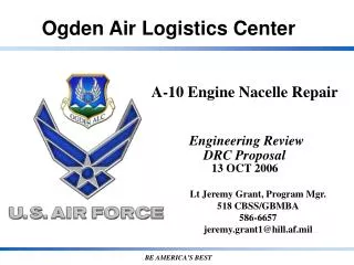 A-10 Engine Nacelle Repair Engineering Review DRC Proposal 13 OCT 2006
