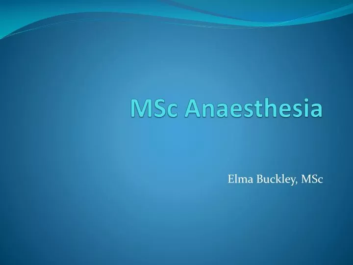 msc anaesthesia