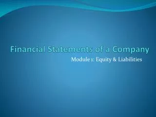 Financial Statements of a Company