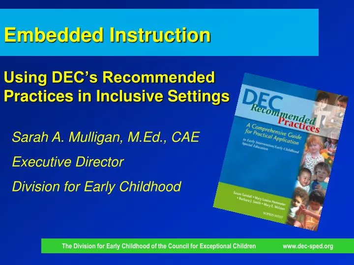 embedded instruction using dec s recommended practices in inclusive settings