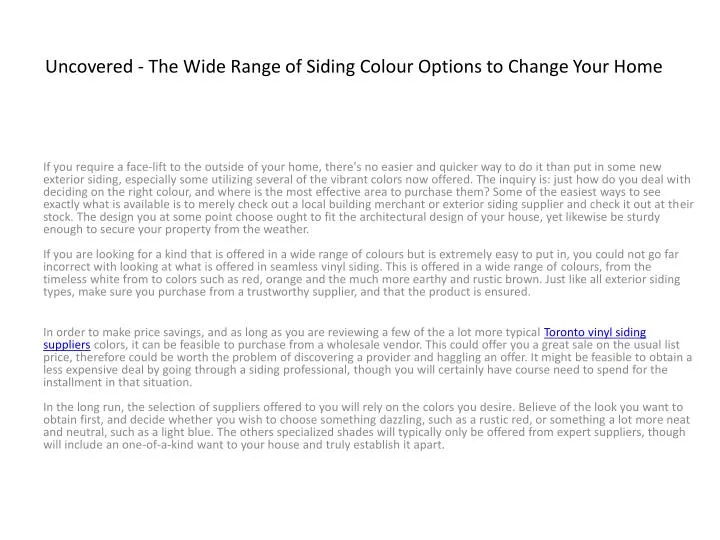 uncovered the wide range of siding colour options to change your home