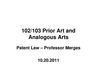 102/103 Prior Art and Analogous Arts