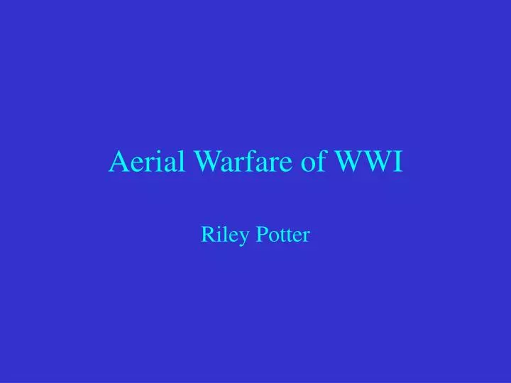 aerial warfare of wwi