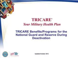 TRICARE: Your Military Health Plan TRICAARE Benefits/Programs for the National Guard and Reserve During Deactivation