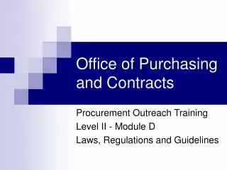 Office of Purchasing and Contracts