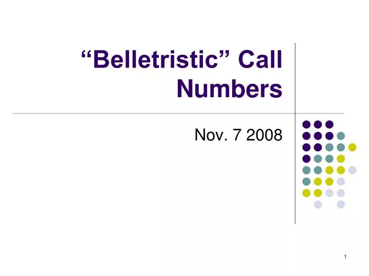 belletristic call numbers