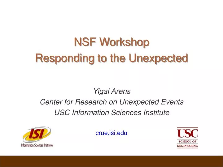 nsf workshop responding to the unexpected