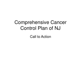 Comprehensive Cancer Control Plan of NJ