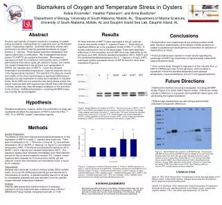 Biomarkers of Oxygen and Temperature Stress in Oysters Kelsie Kronmiller 1 , Heather Patterson 2 , and Anne Boettcher 1