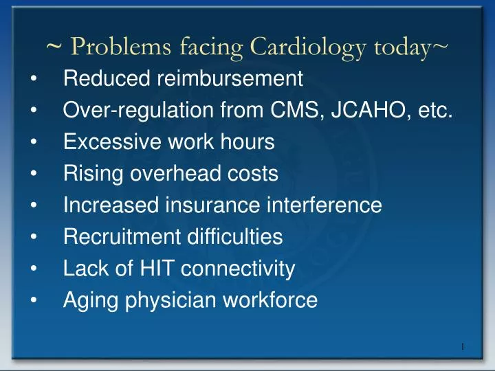 problems facing cardiology today