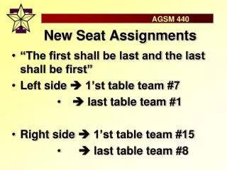 New Seat Assignments