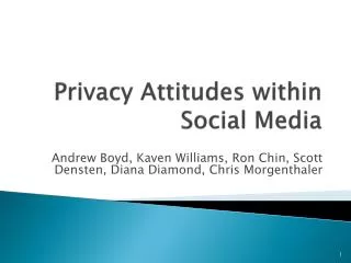 Privacy Attitudes within Social Media