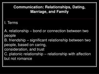 Communication: Relationships, Dating, Marriage, and Family