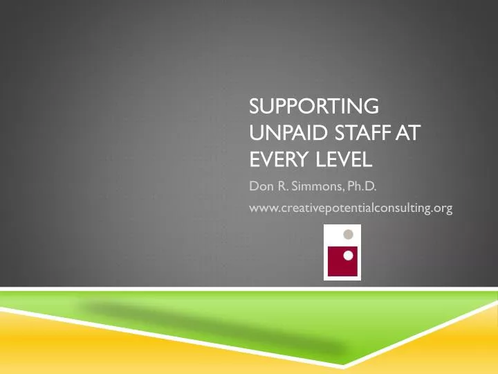supporting unpaid staff at every level