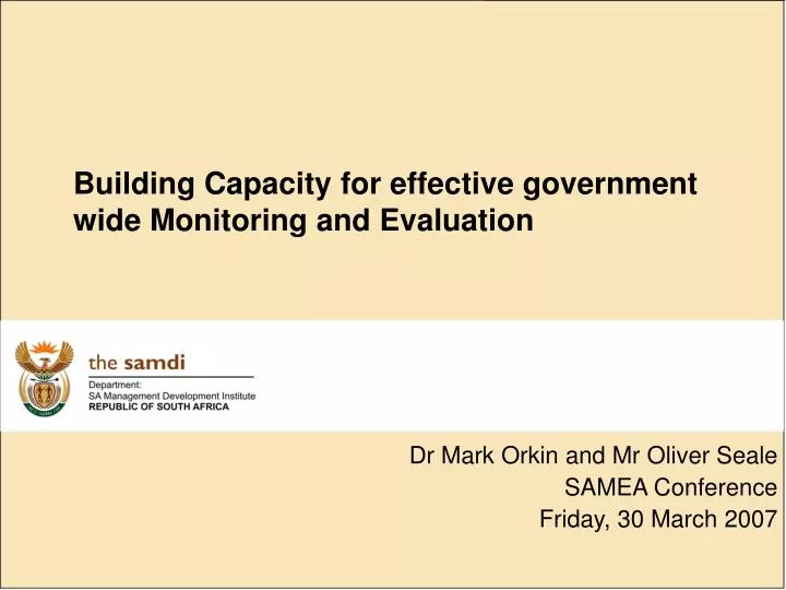 dr mark orkin and mr oliver seale samea conference friday 30 march 2007
