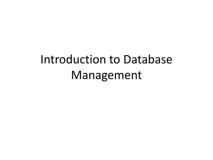 introduction to d atabase management