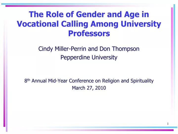 the role of gender and age in vocational calling among university professors