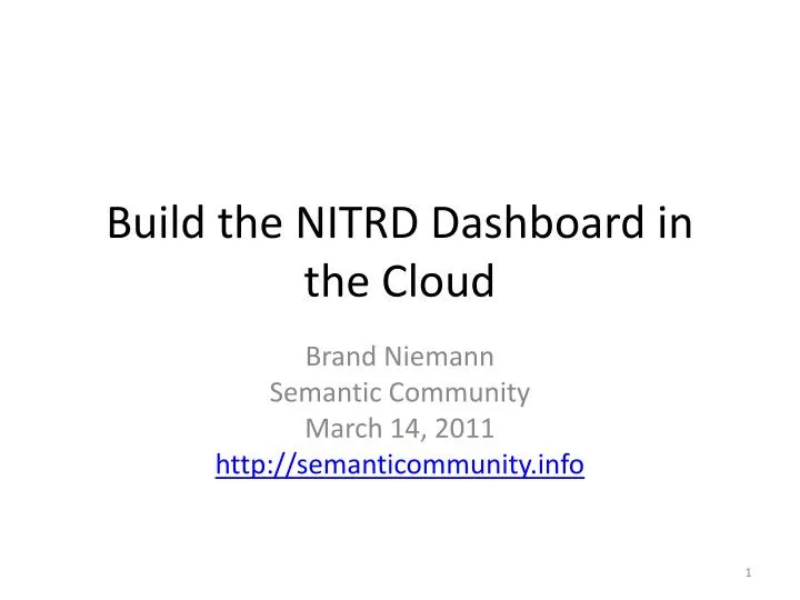 build the nitrd dashboard in the cloud