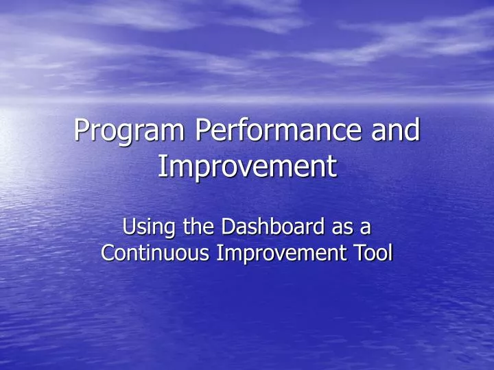 program performance and improvement