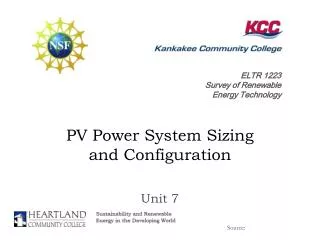 PV Power System Sizing and Configuration