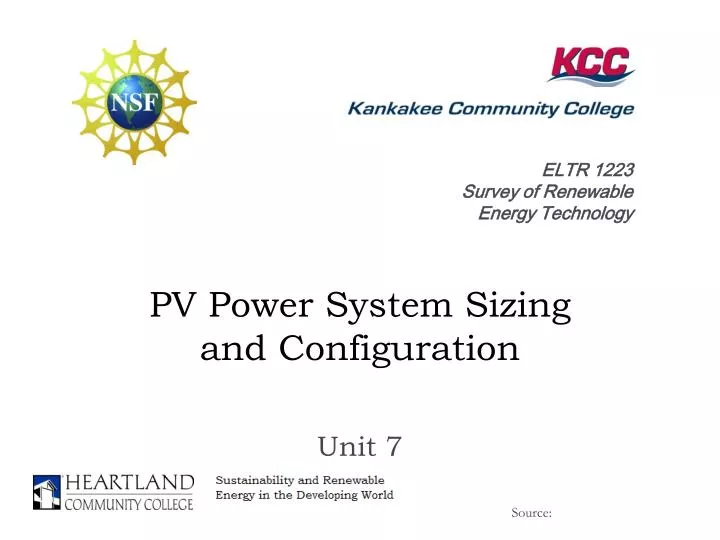 pv power system sizing and configuration