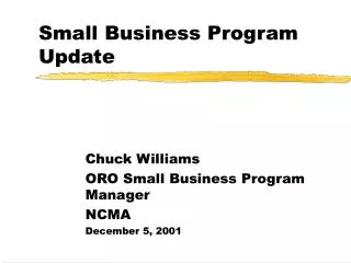 Small Business Program Update