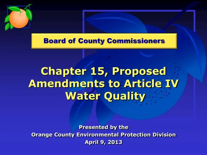 chapter 15 proposed amendments to article iv water quality