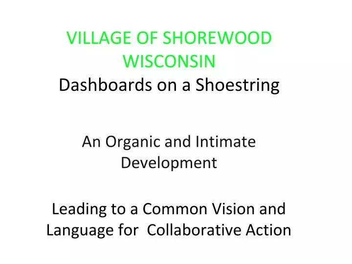 village of shorewood wisconsin dashboards on a shoestring