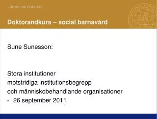doktorandkurs social barnav rd