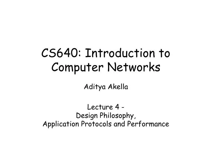 cs640 introduction to computer networks