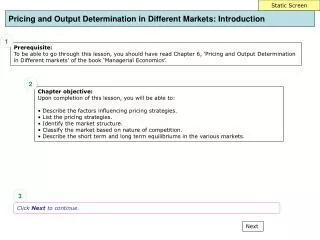 Pricing and Output Determination in Different Markets : Introduction